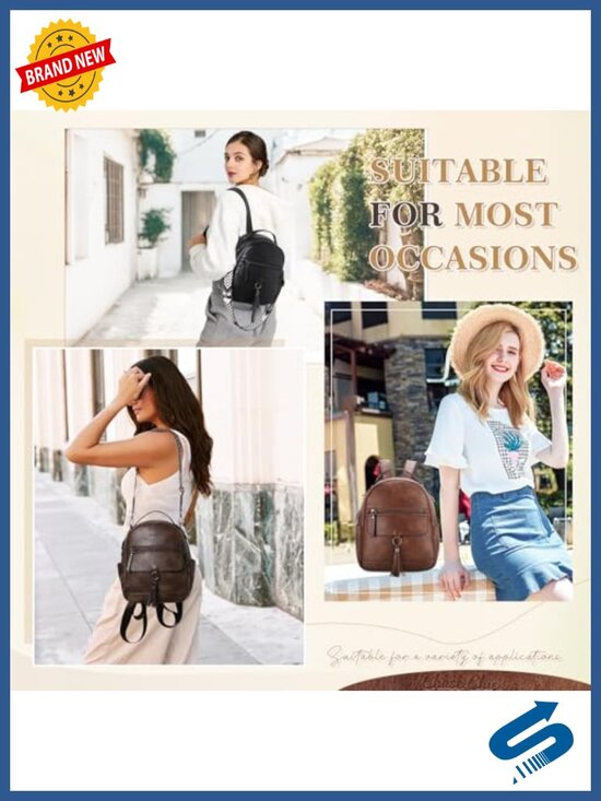 Mini Backpack Purse for Women, Vegan Leather Small Backpack Shoulder Handbag